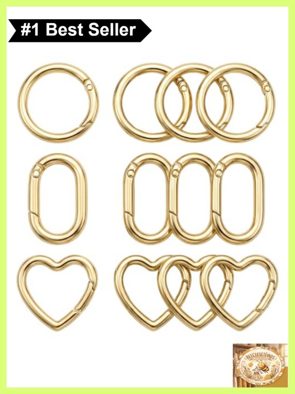12 Pcs Gold Carabiner Keychain Set, Zinc Alloy Key Ring Clip